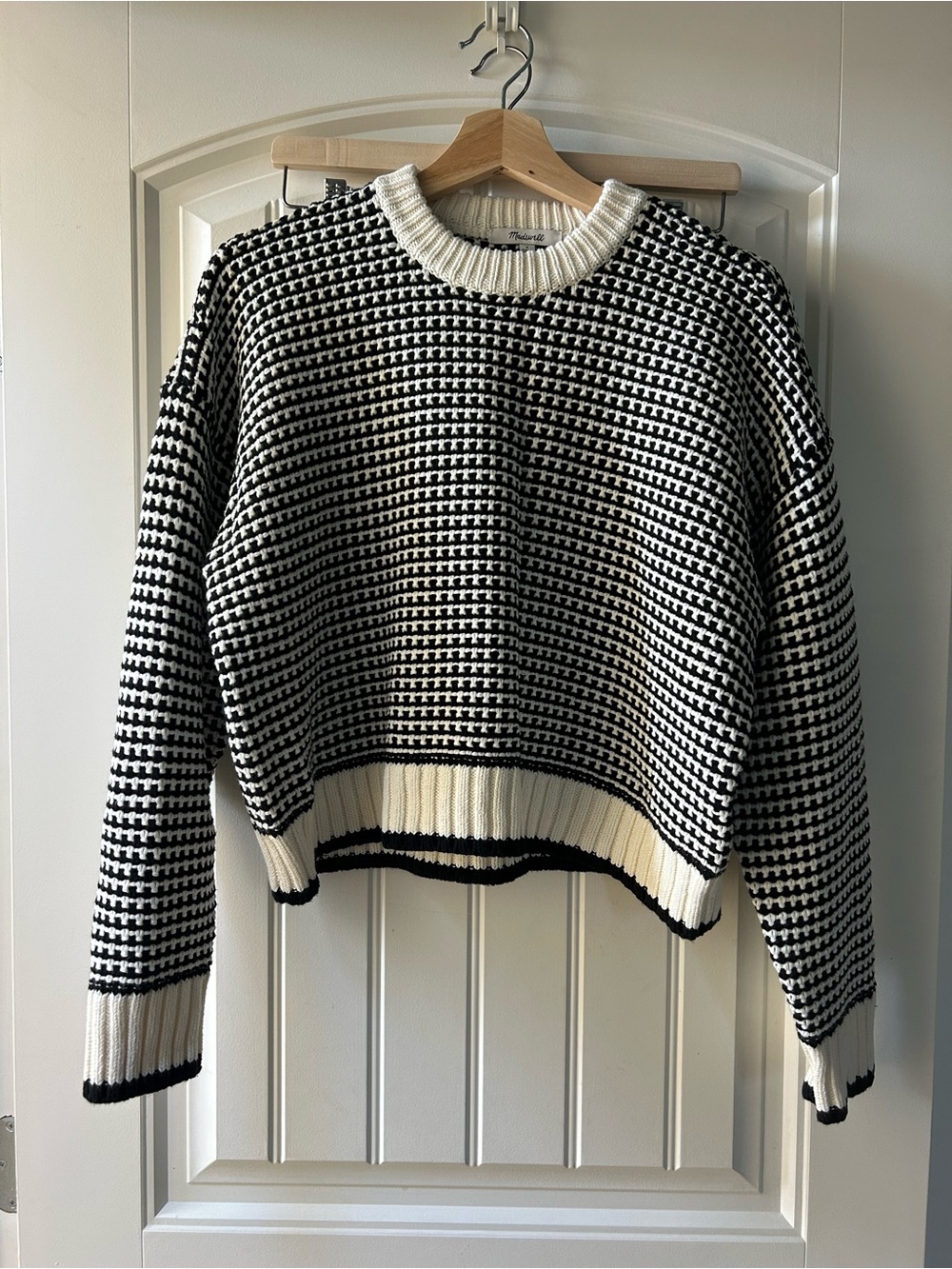 Madewell Black & White Patterned Crewneck Sweater NWT
